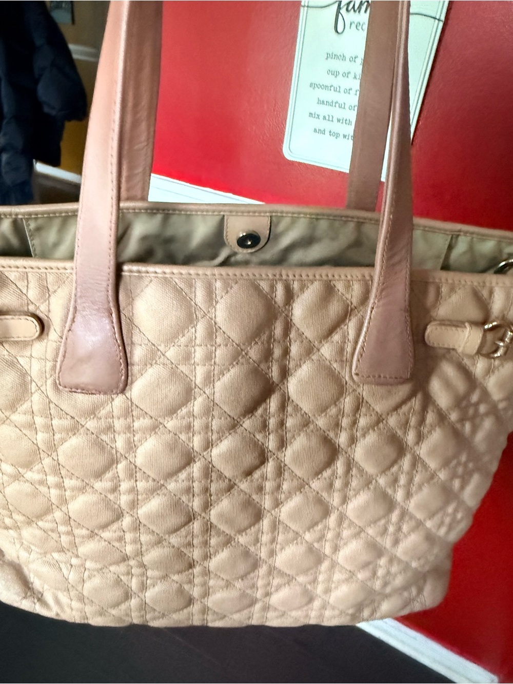 Dior Quilted Beige Tote Bag with Gold Hardware - Picture 13 of 14